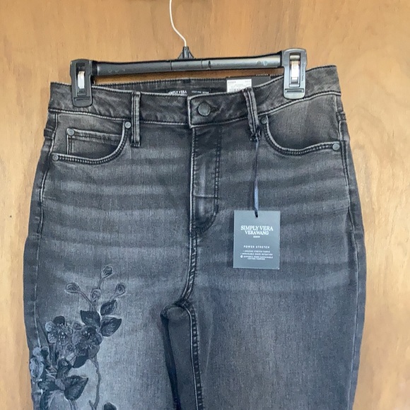Simply Vera Vera Wang high rise skinny jean floral embroidery power stretch 8 14 - Picture 6 of 16